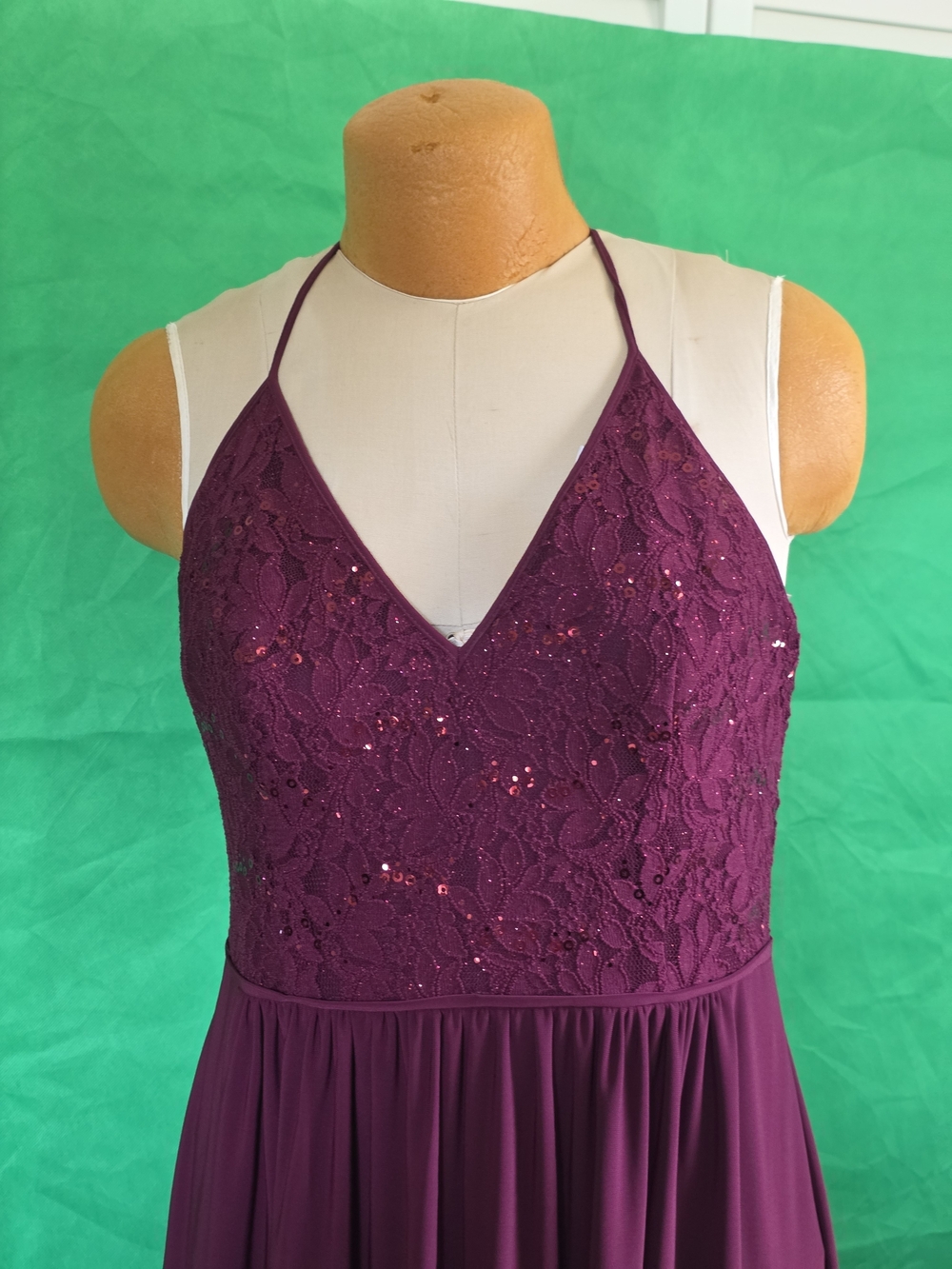 DB Studio Glitter Lace Formal Gown Merlot Burgandy NWT Size 12 - Picture 4 of 16
